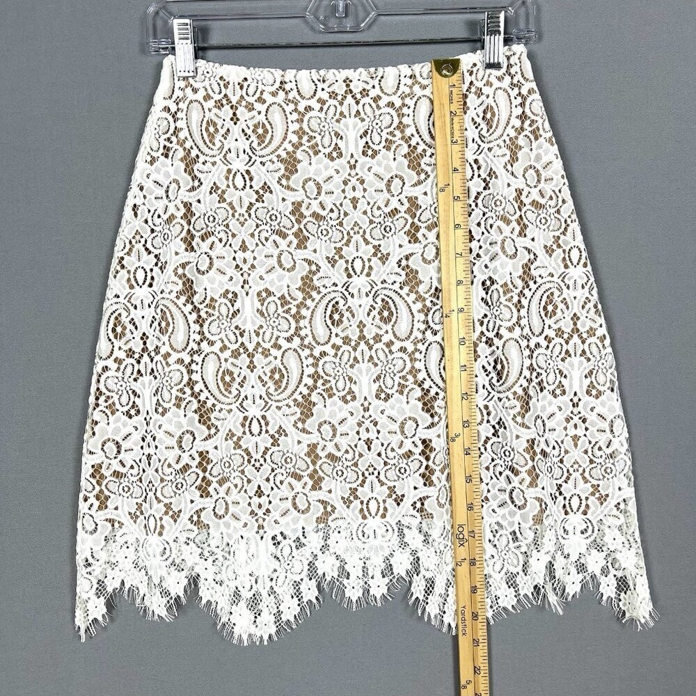 NWT For Love & Lemons Vika Floral Lace Mini Skirt Womens Size Large L White Sexy - Picture 13 of 16